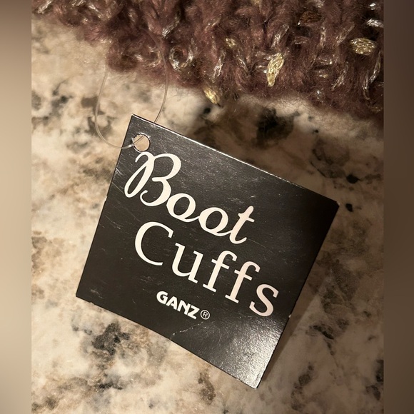 NWT Ganz Faux Fur Boot Cuffs Brown Gold Metallic Knit - Picture 6 of 11